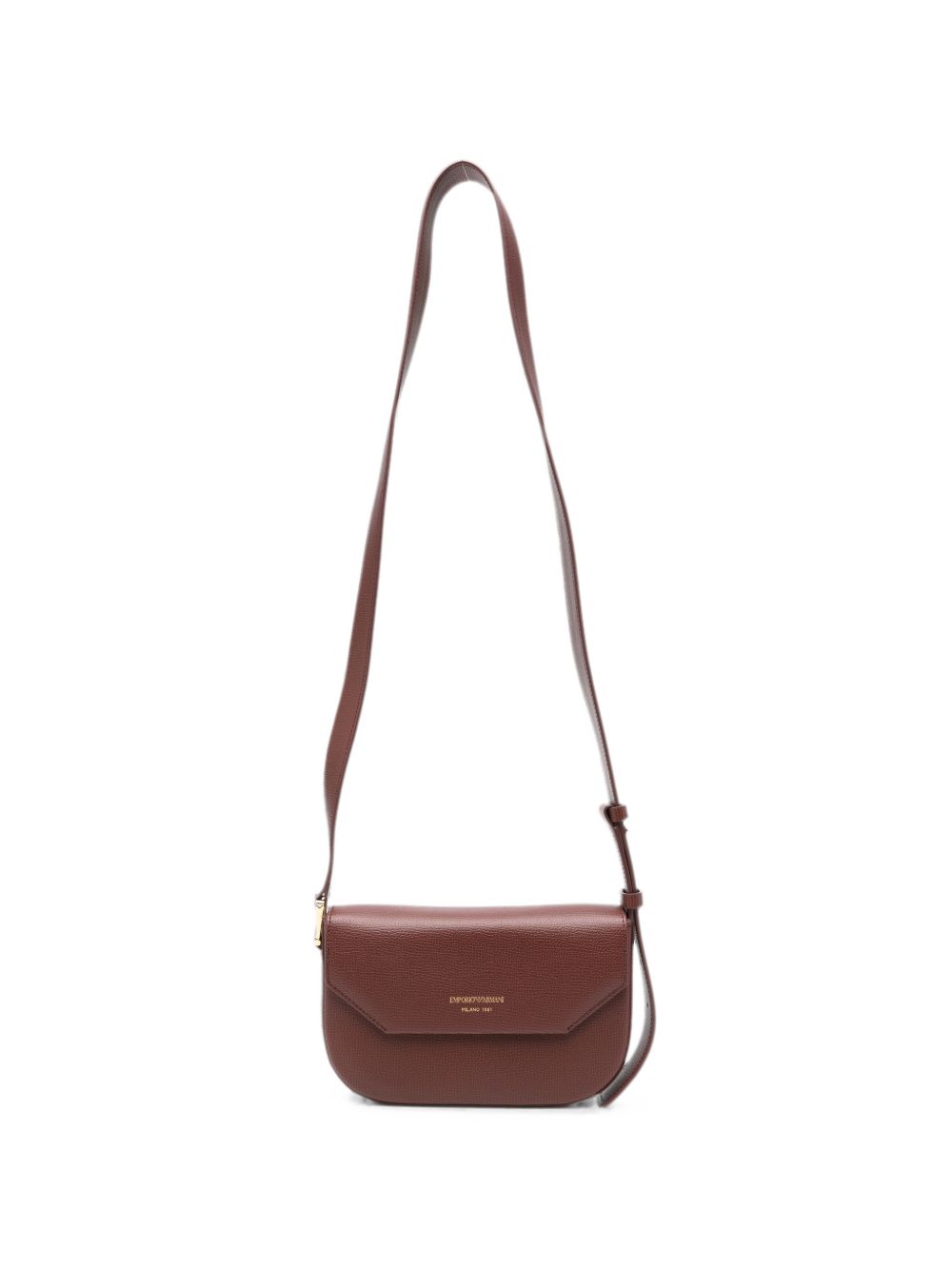 Emporio Armani Textured Leather Crossbody Bag — Brown