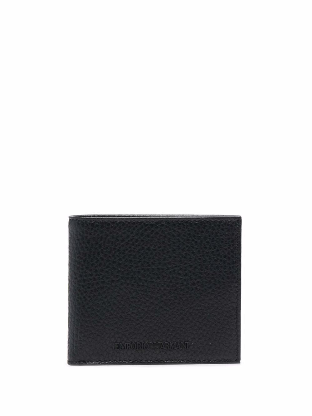 Emporio Armani Embossed Logo Leather Wallet — Black Calf