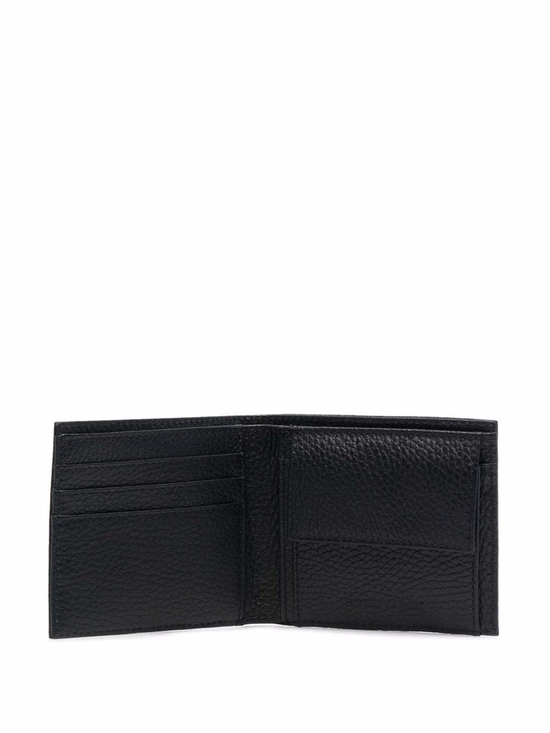 Emporio Armani Embossed Logo Leather Wallet — Black Calf