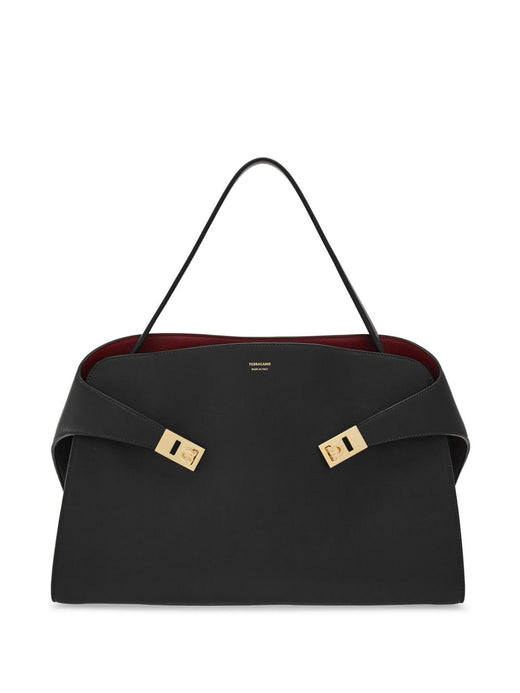 Ferragamo Hug Shoulder Bag — Black Leather