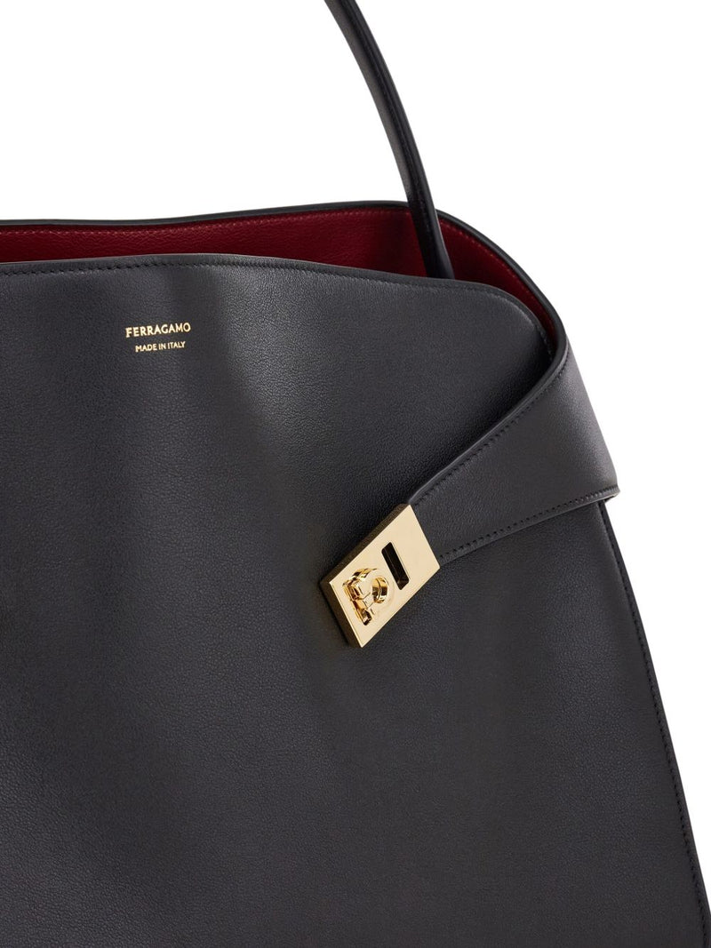 Ferragamo Hug Shoulder Bag — Black Leather