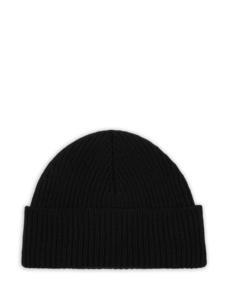 Ami Paris De Coeur Embroidered Wool Beanie — Black Merino Beanies