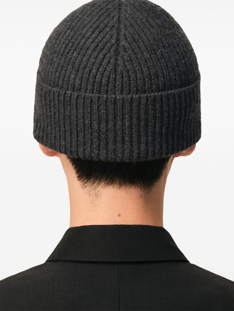 Ami Paris Beanie — Charcoal Grey Merino Wool Beanies