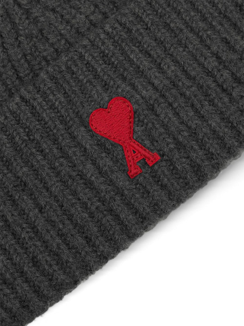 Ami Paris Beanie — Charcoal Grey Merino Wool Beanies
