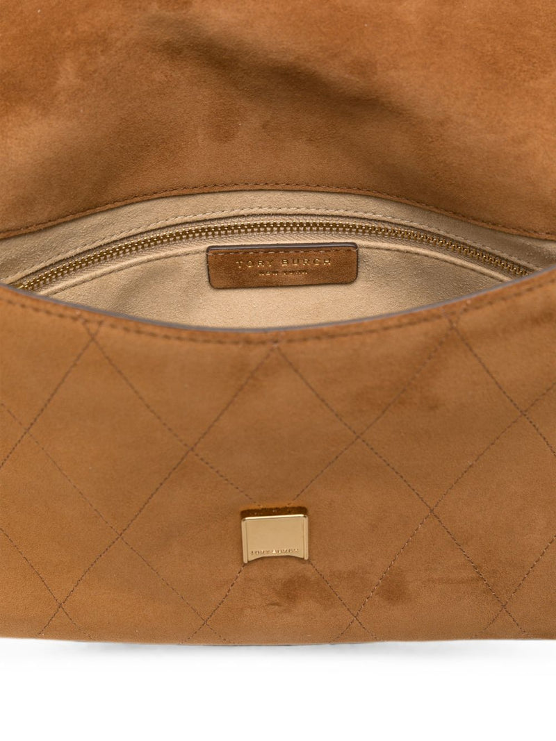 Tory Burch Charlie Shoulder Bag — Caramel Suede Leather