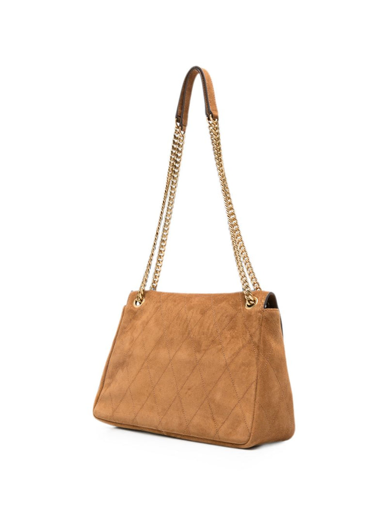 Tory Burch Charlie Shoulder Bag — Caramel Suede Leather