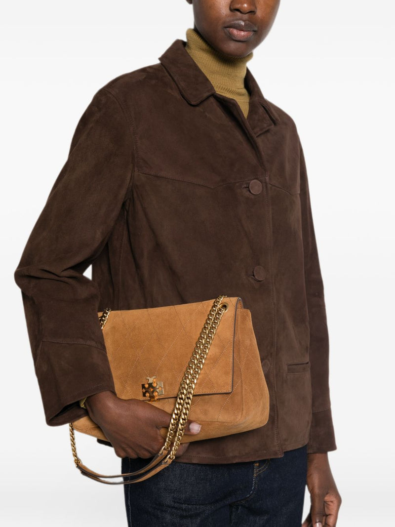 Tory Burch Charlie Shoulder Bag — Caramel Suede Leather