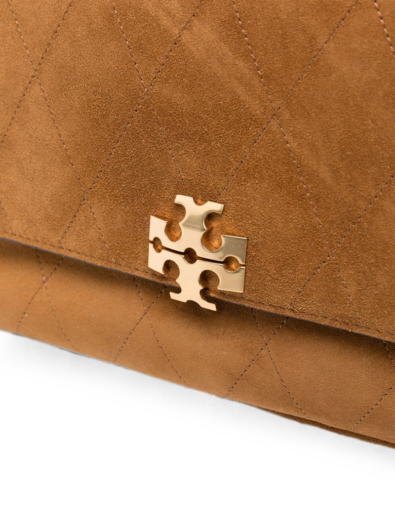 Tory Burch Charlie Shoulder Bag — Caramel Suede Leather