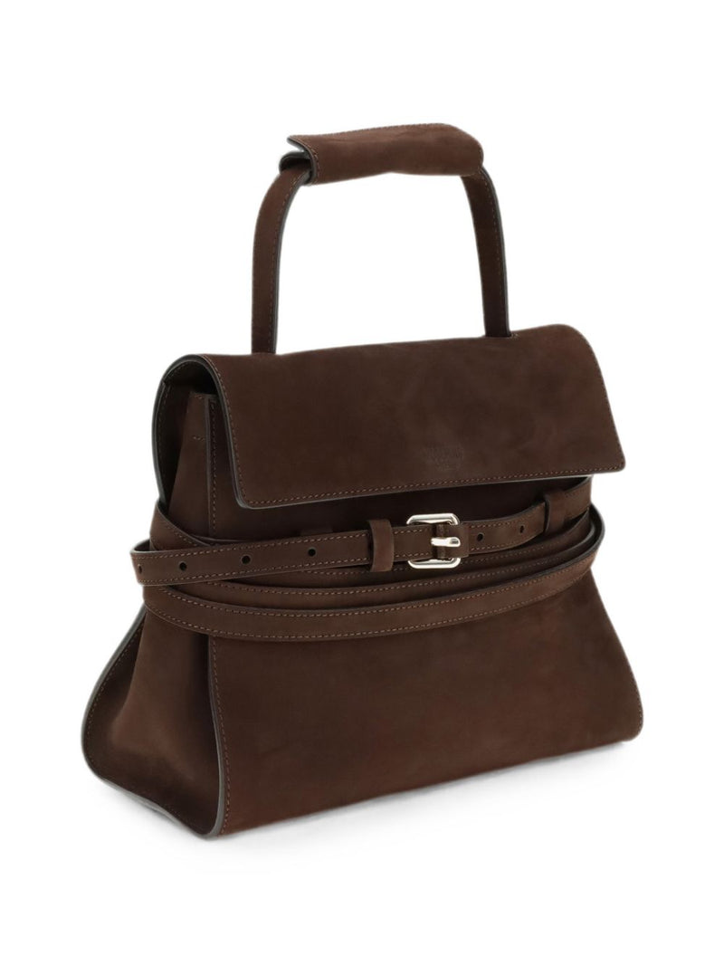 Moschino Tie Me Top Handle Bag — Brown