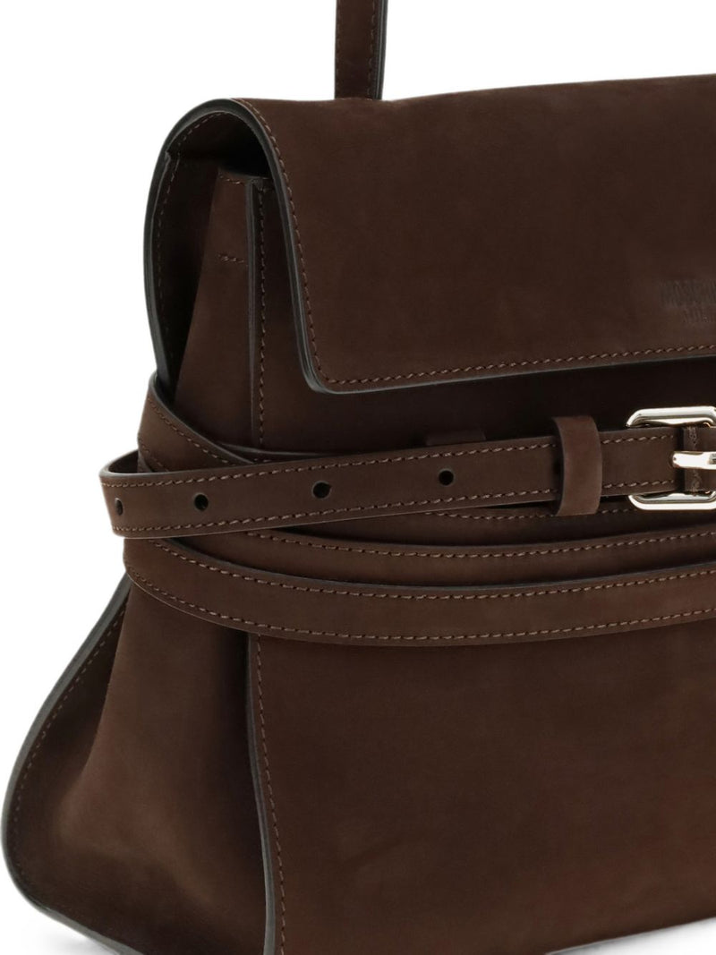 Moschino Tie Me Top Handle Bag — Brown