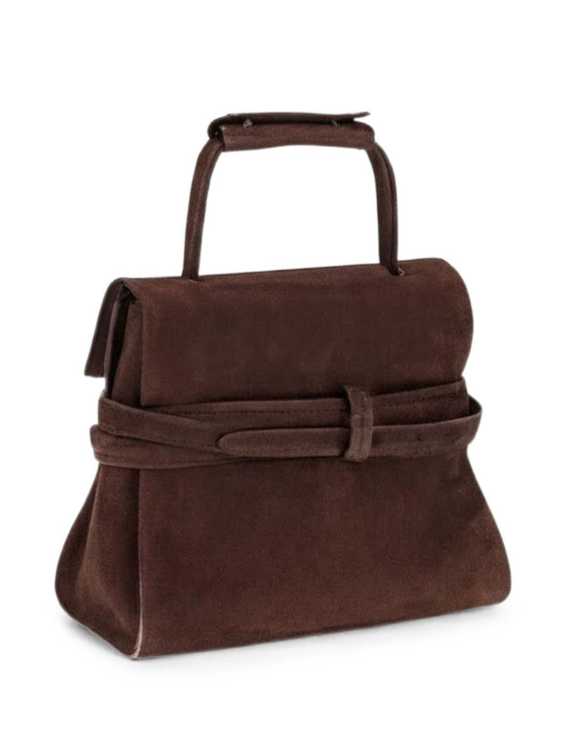 Moschino Tie Me Top Handle Bag — Brown