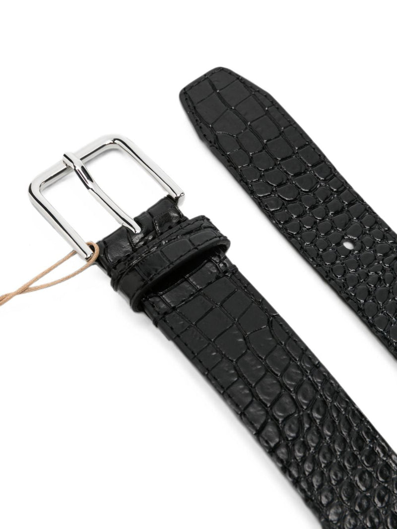 032c Croc-Effect Leather Belt — Black