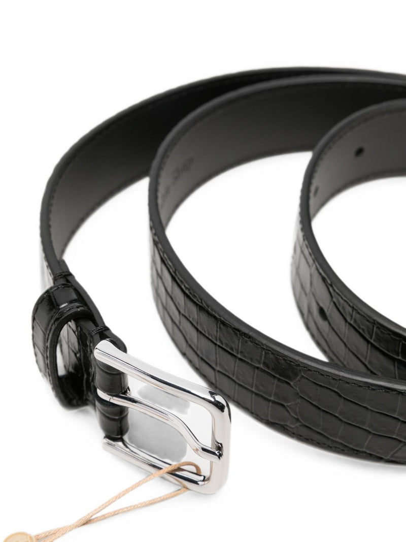 032c Croc-Effect Leather Belt — Black