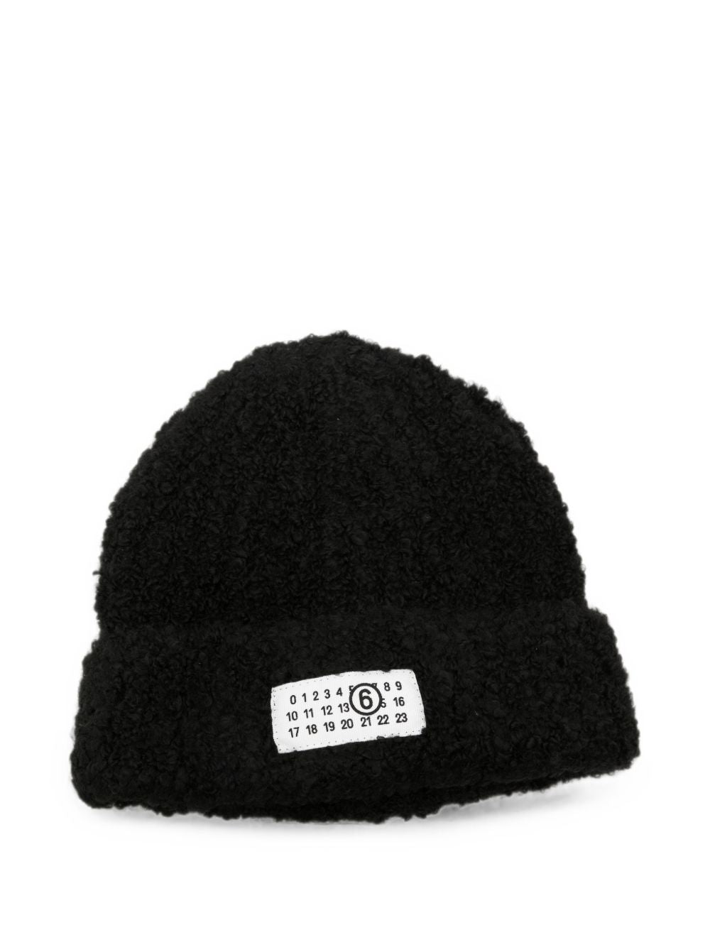 Mm6 Maison Margiela Logo-Patch Knit Beanie — Black Beanies
