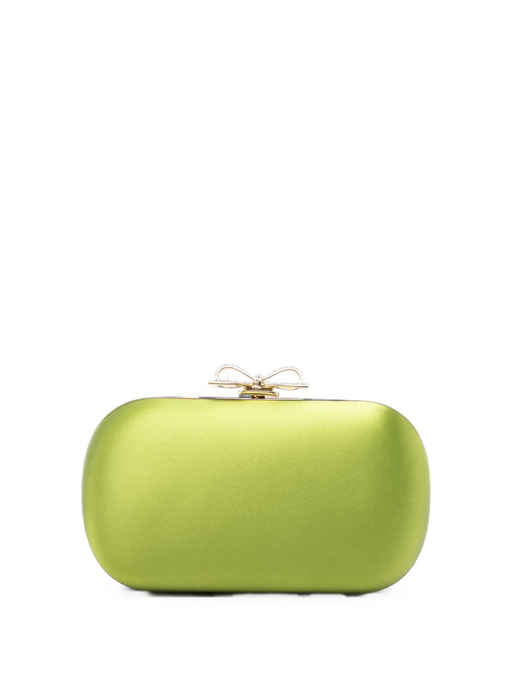 Self-Portrait Satin Bow-Detail Clutch — Green