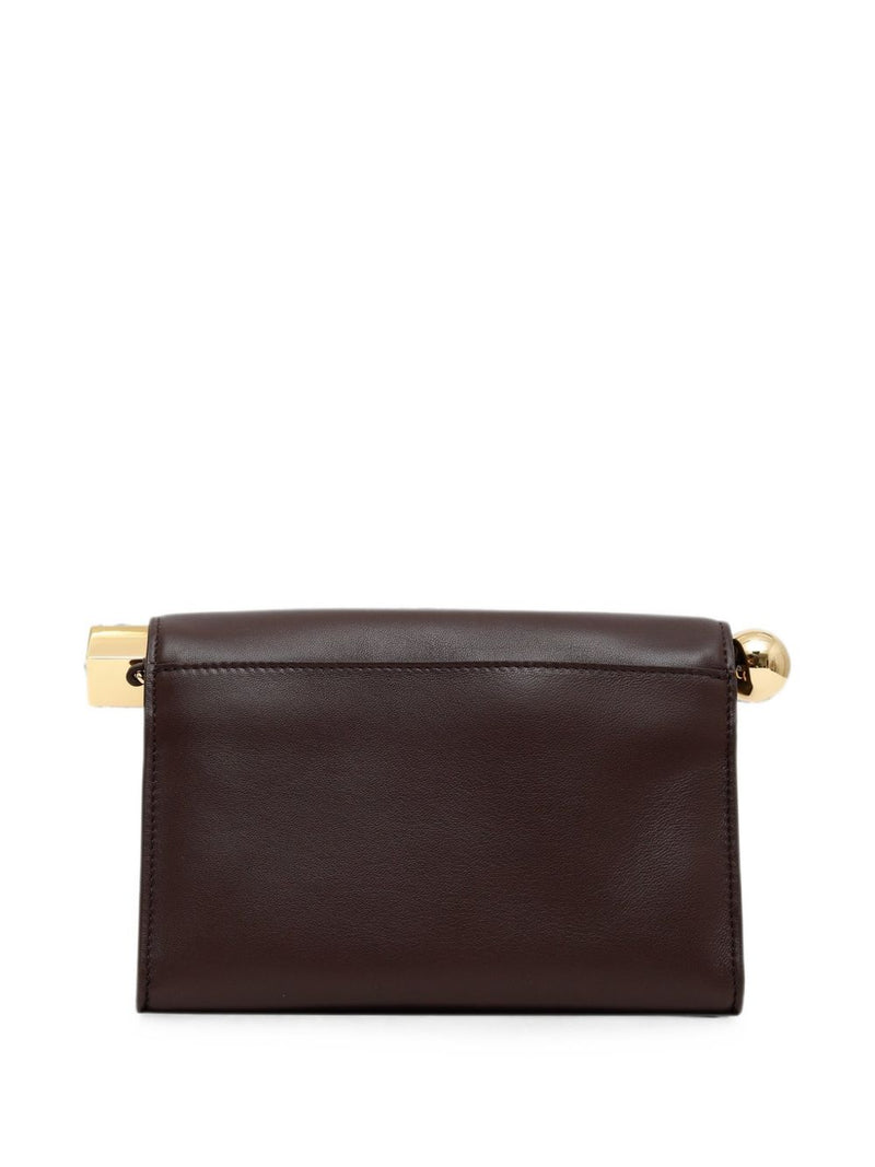 Jacquemus Roll-Top Leather Clutch — Brown