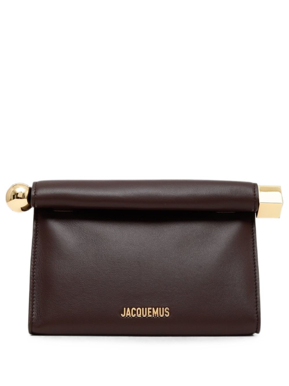 Jacquemus Roll-Top Leather Clutch — Brown