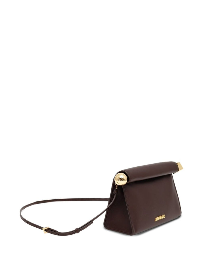Jacquemus Roll-Top Leather Clutch — Brown