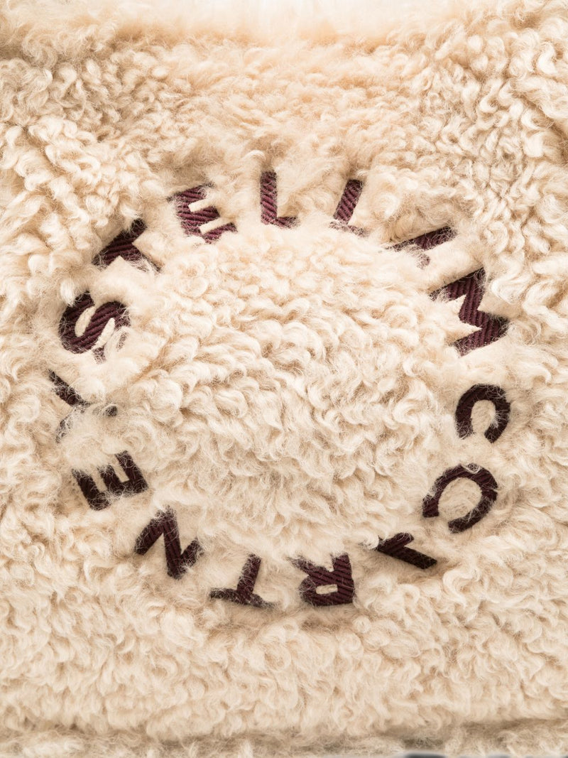 Stella Mccartney Logo-Embroidered Shearling Tote Bag — Beige