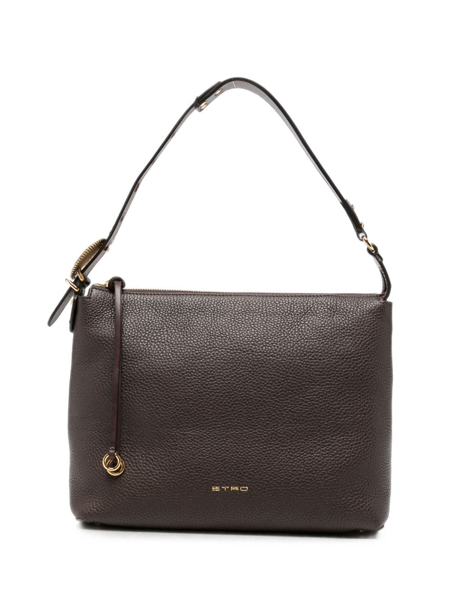 Etro Pebbled Leather Shoulder Bag — Black