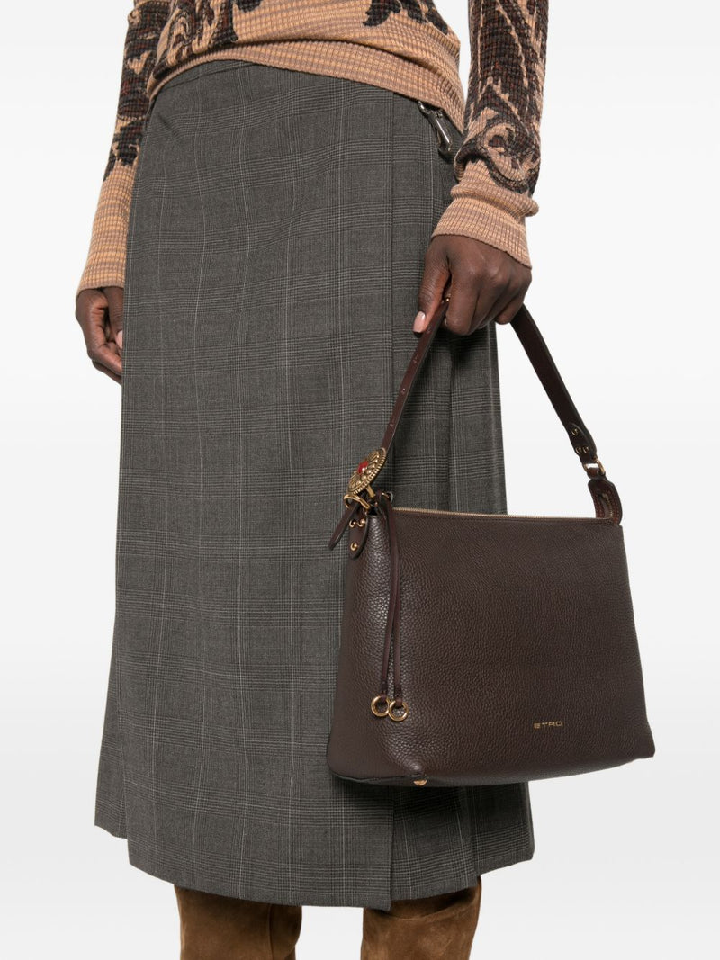 Etro Pebbled Leather Shoulder Bag — Black