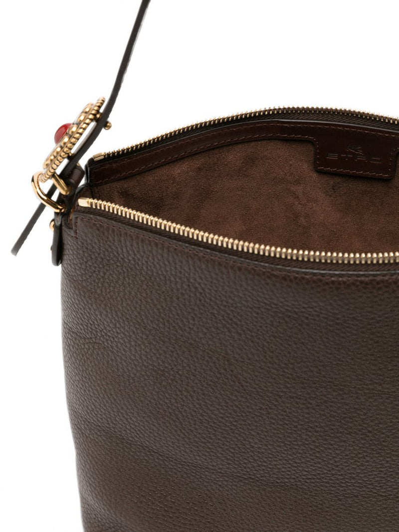 Etro Pebbled Leather Shoulder Bag — Black