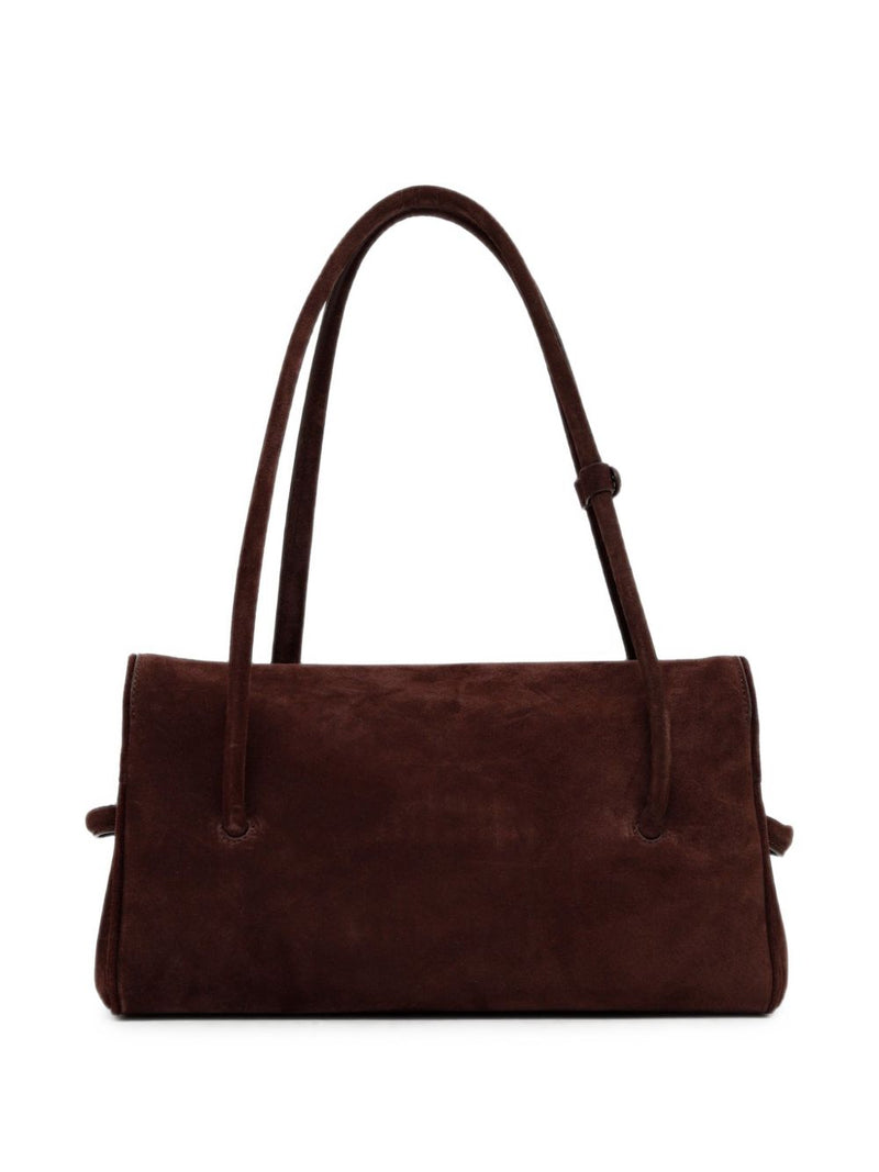 Jacquemus Suede Fold-Over Shoulder Bag — Brown