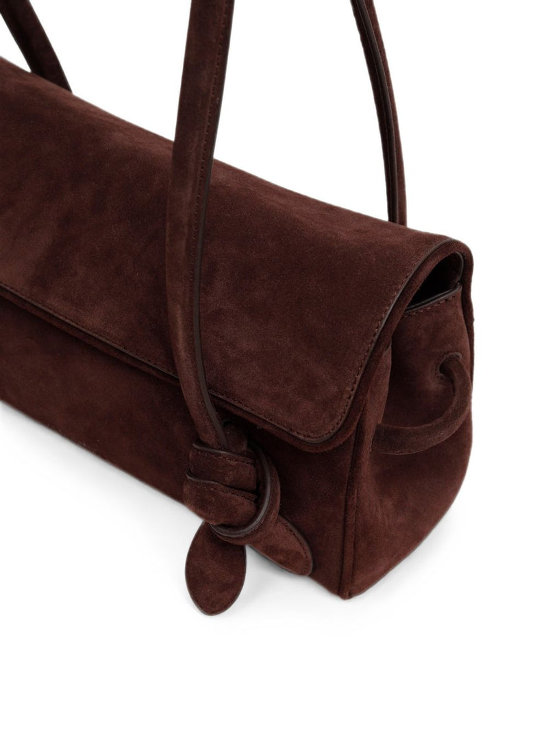 Jacquemus Suede Fold-Over Shoulder Bag — Brown