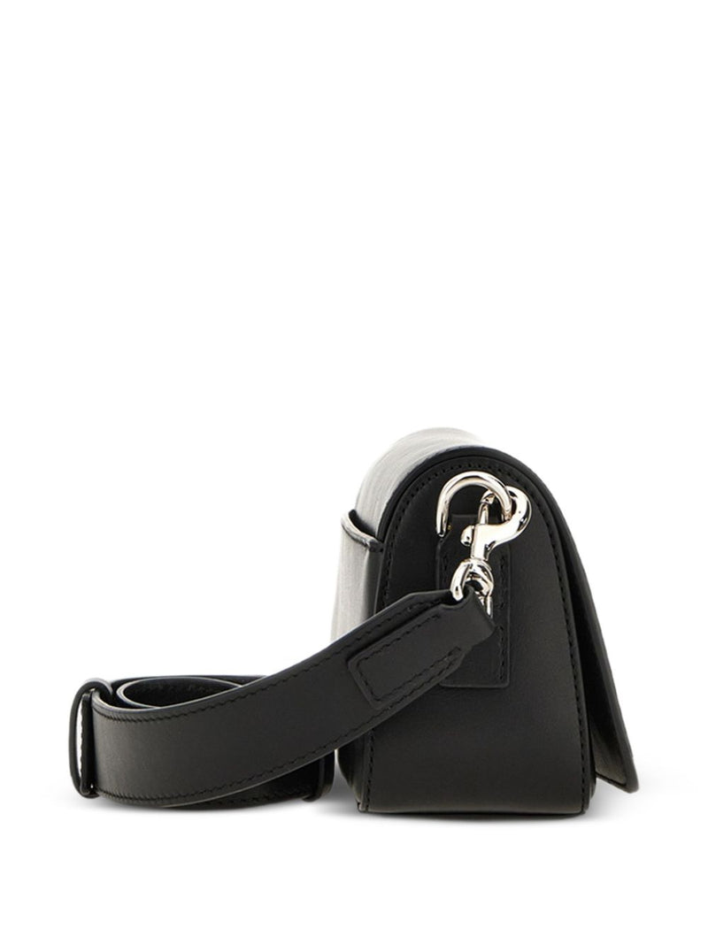 Hogan Logo-Clasp Leather Shoulder Bag — Black