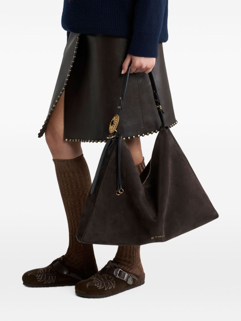 Etro Suede Leather Hobo Bag — Brown
