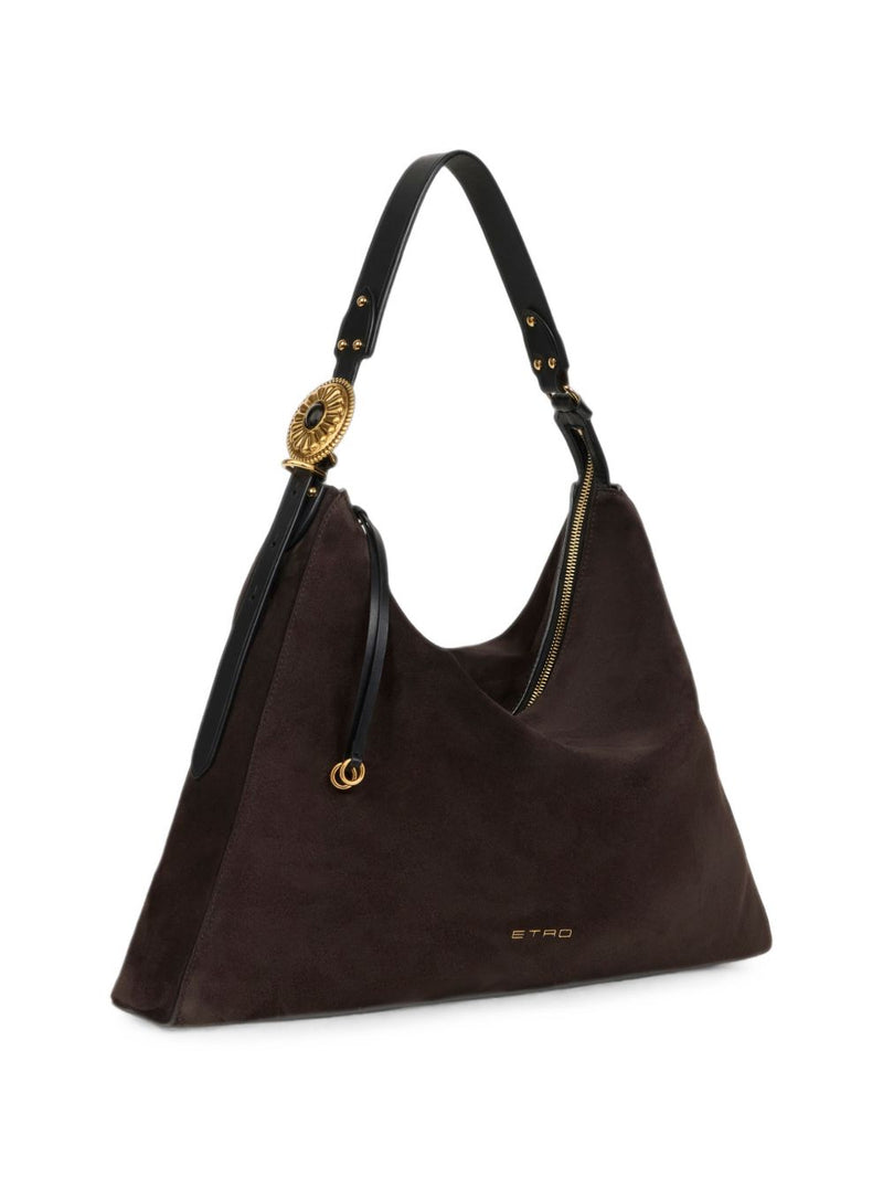 Etro Suede Leather Hobo Bag — Brown