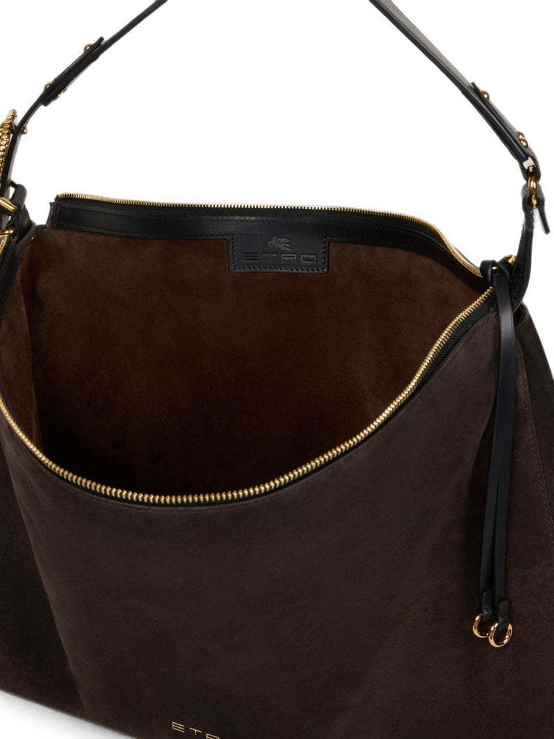 Etro Suede Leather Hobo Bag — Brown