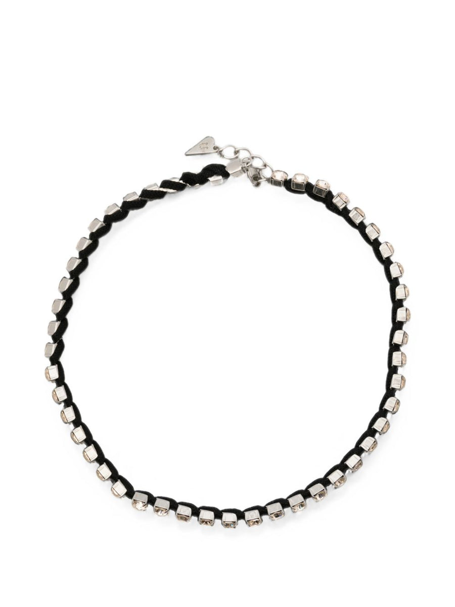 Forte Forte Crystal-Embellished Braided Choker — Black Necklaces