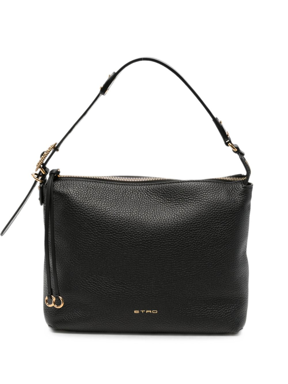 Etro Grainy Leather Shoulder Bag — Black