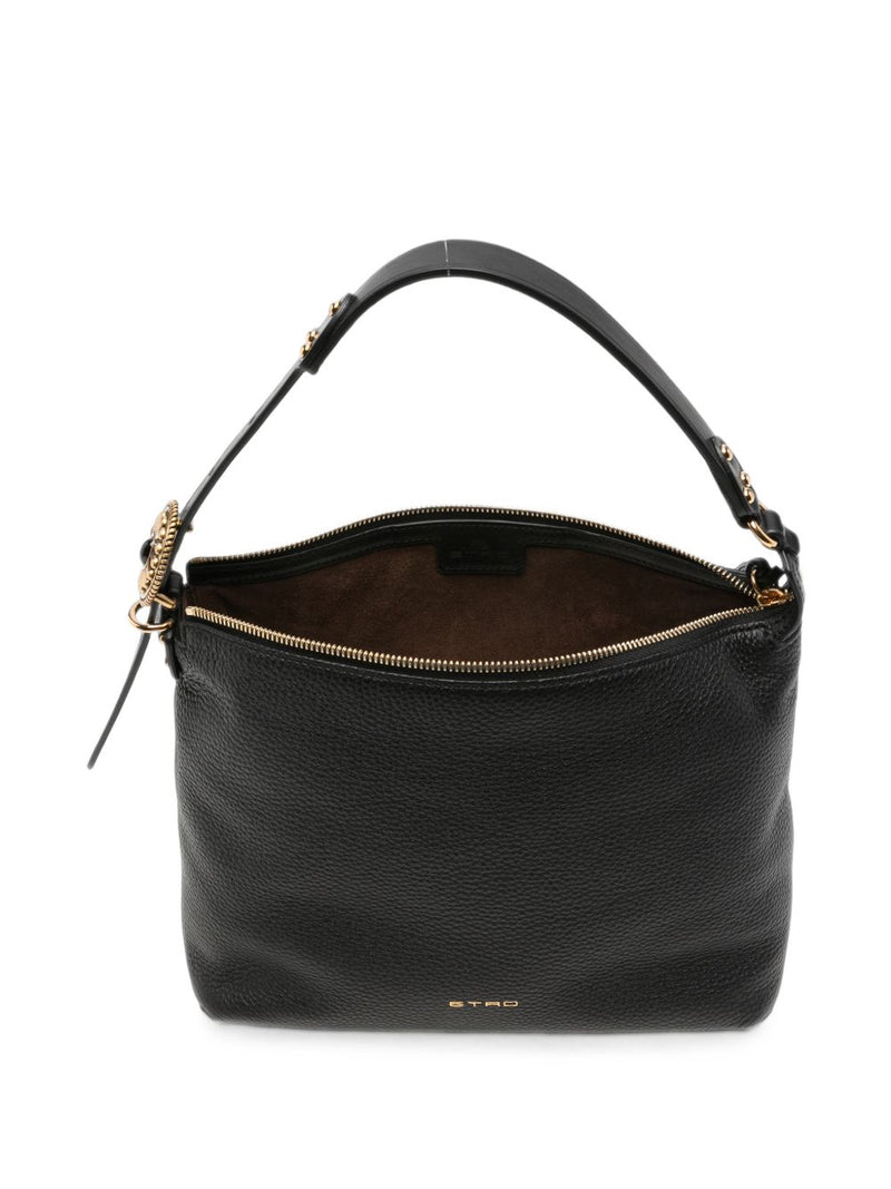 Etro Grainy Leather Shoulder Bag — Black