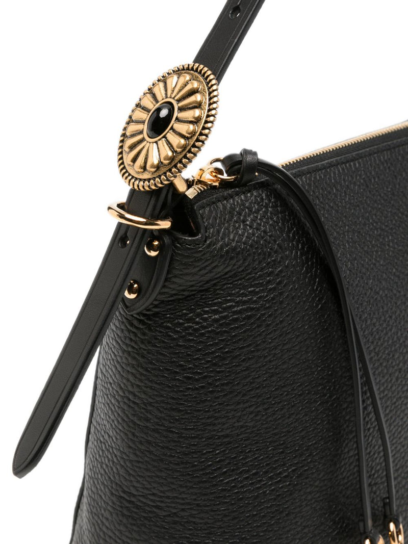 Etro Grainy Leather Shoulder Bag — Black