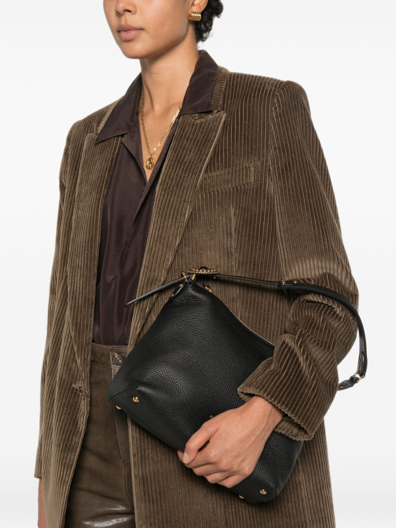 Etro Grainy Leather Shoulder Bag — Black