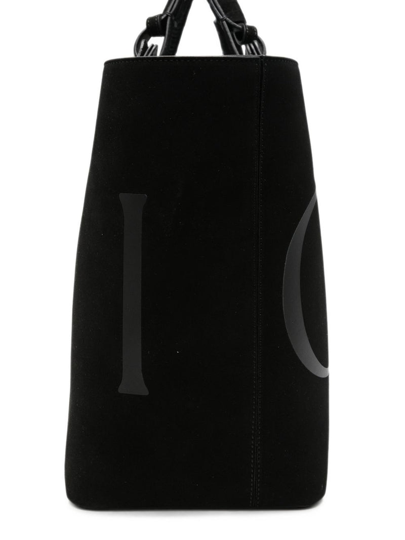 Casadei Logo-Print Suede Tote Bag — Black Leather With Finish