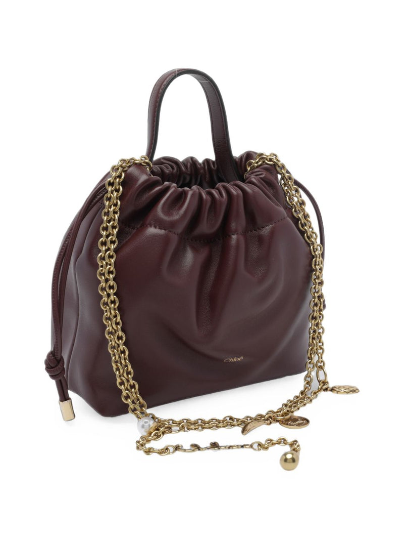 Chloé Quilted Leather Bucket Bag — Burgundy