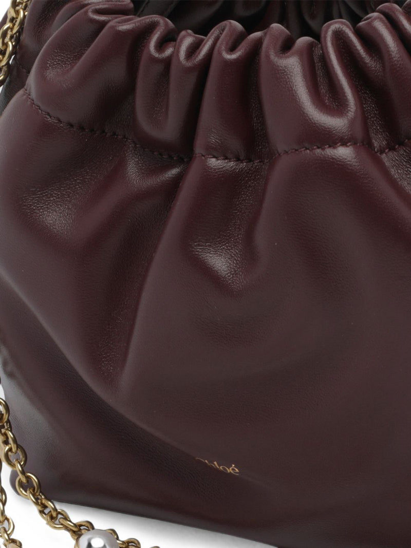 Chloé Quilted Leather Bucket Bag — Burgundy