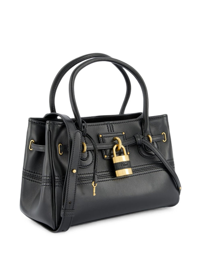 Chloé Grained Leather Padlock Top Handle Bag — Black Buffalo