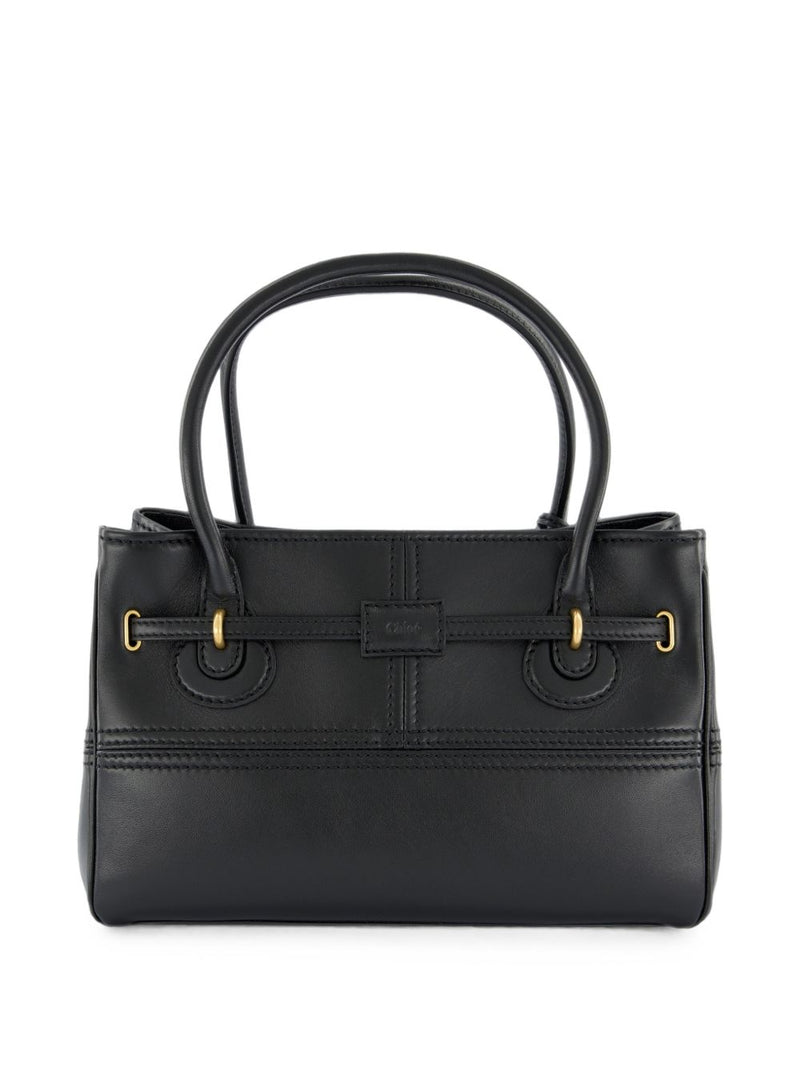 Chloé Grained Leather Padlock Top Handle Bag — Black Buffalo