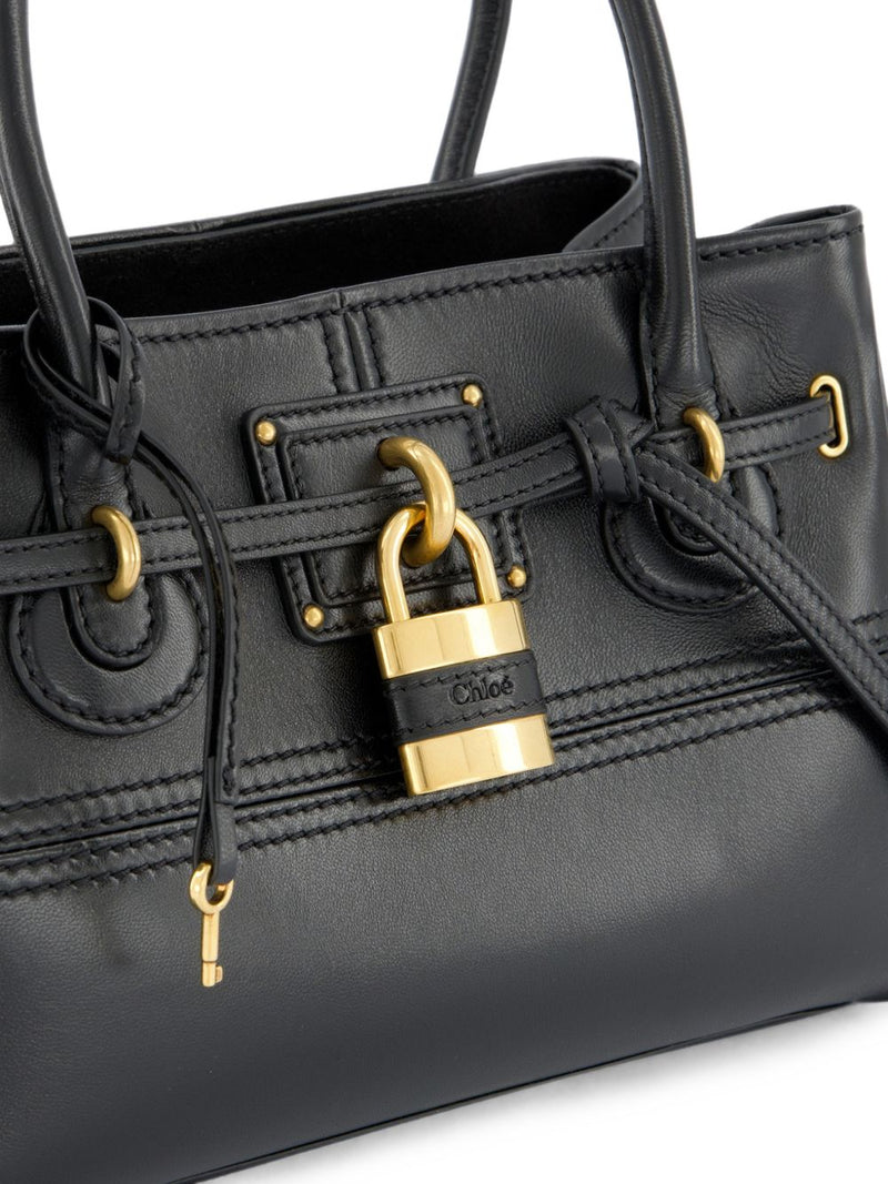 Chloé Grained Leather Padlock Top Handle Bag — Black Buffalo