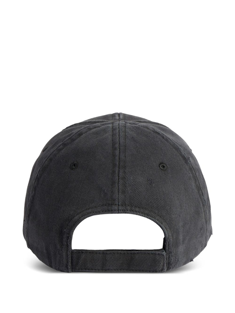 Balenciaga Logo-Embroidered Cotton Baseball Cap — Black Caps