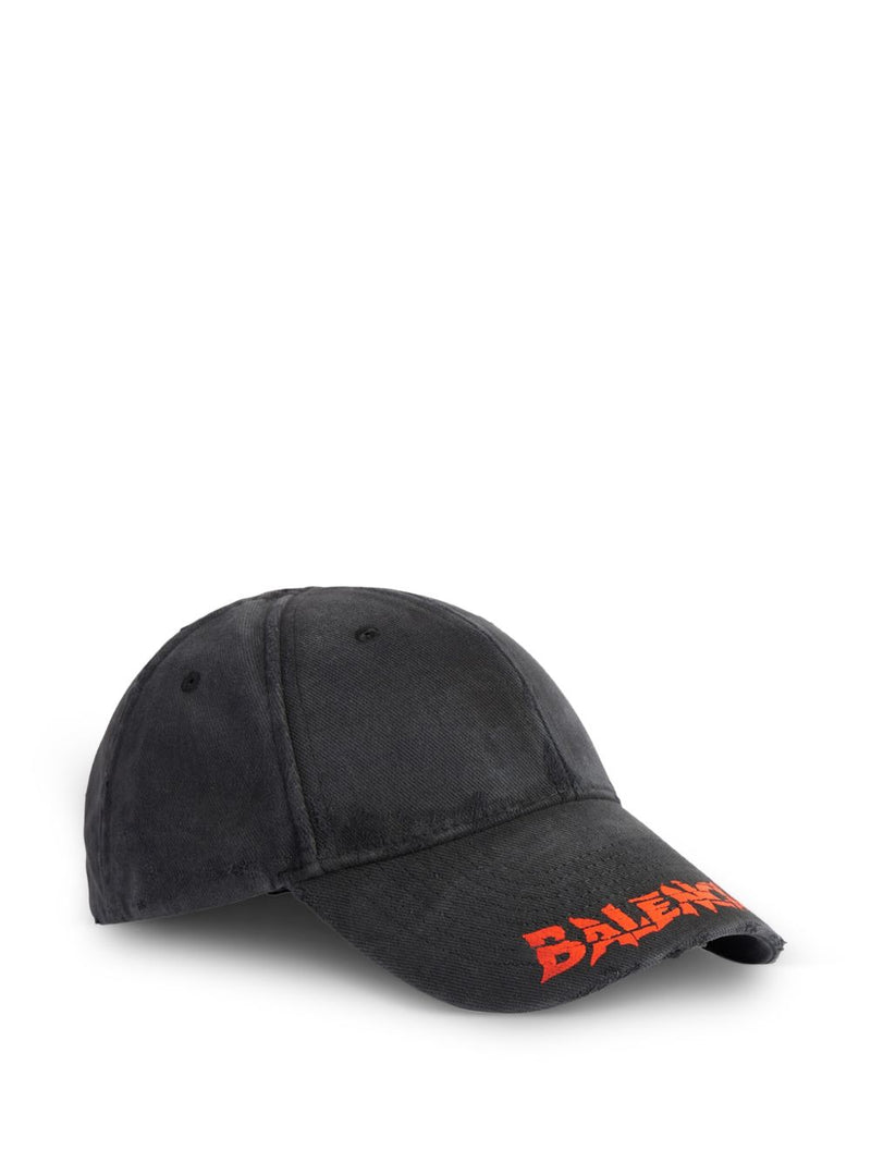 Balenciaga Logo-Embroidered Cotton Baseball Cap — Black Caps
