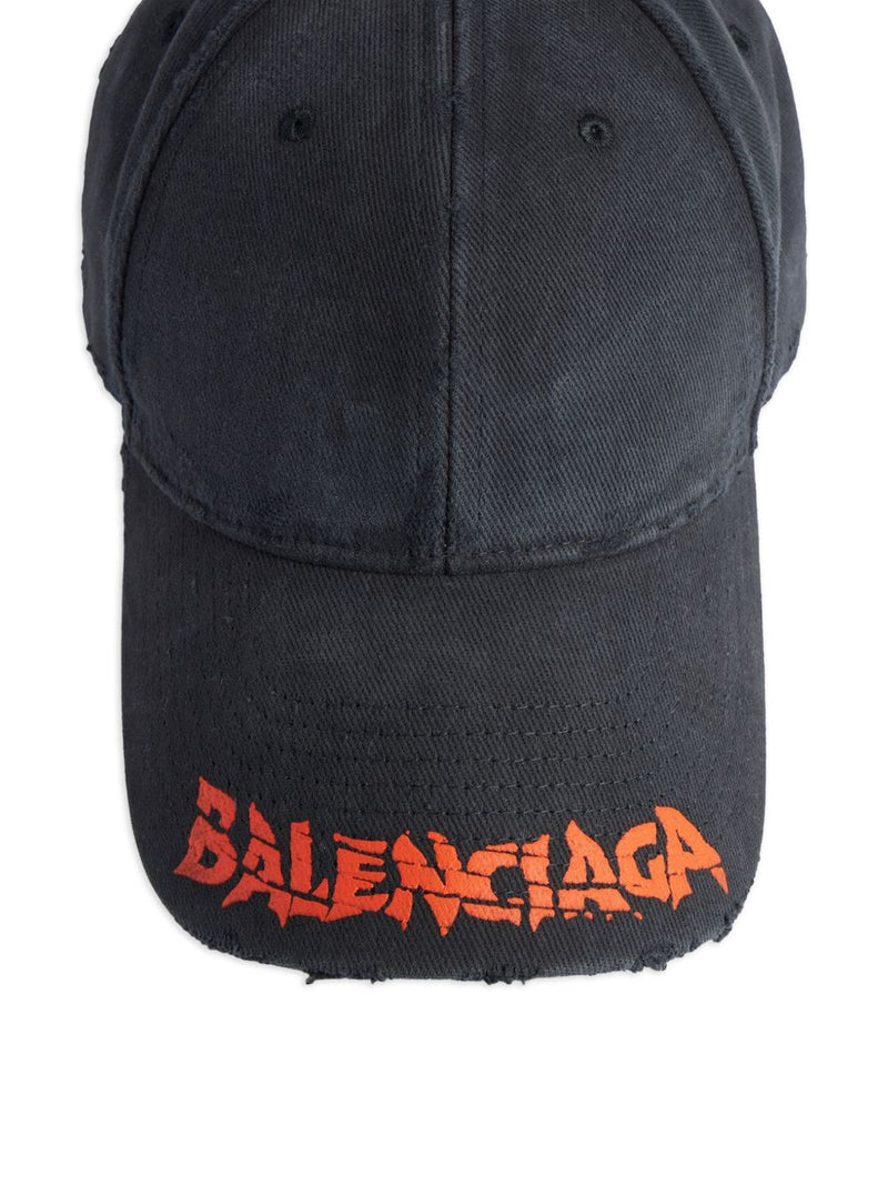 Balenciaga Logo-Embroidered Cotton Baseball Cap — Black Caps