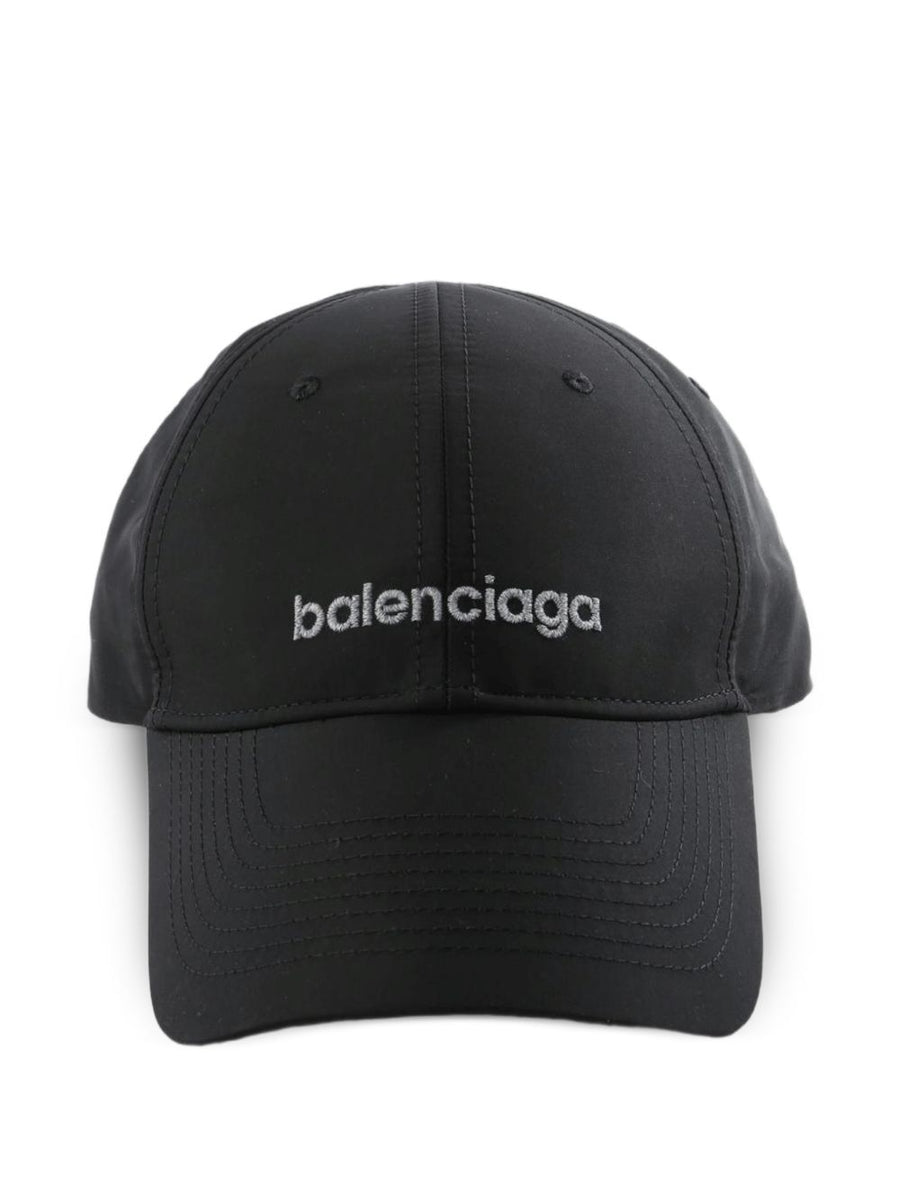 Balenciaga Logo-Embroidered Baseball Cap — Black Caps