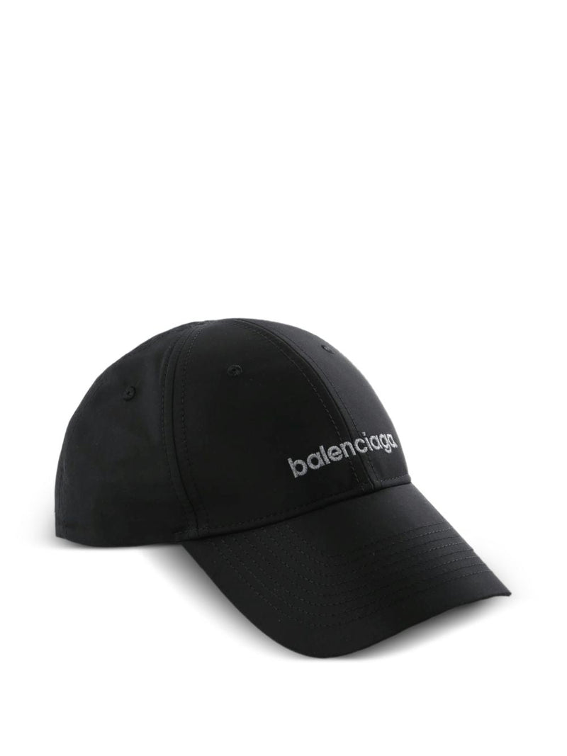 Balenciaga Logo-Embroidered Baseball Cap — Black Caps
