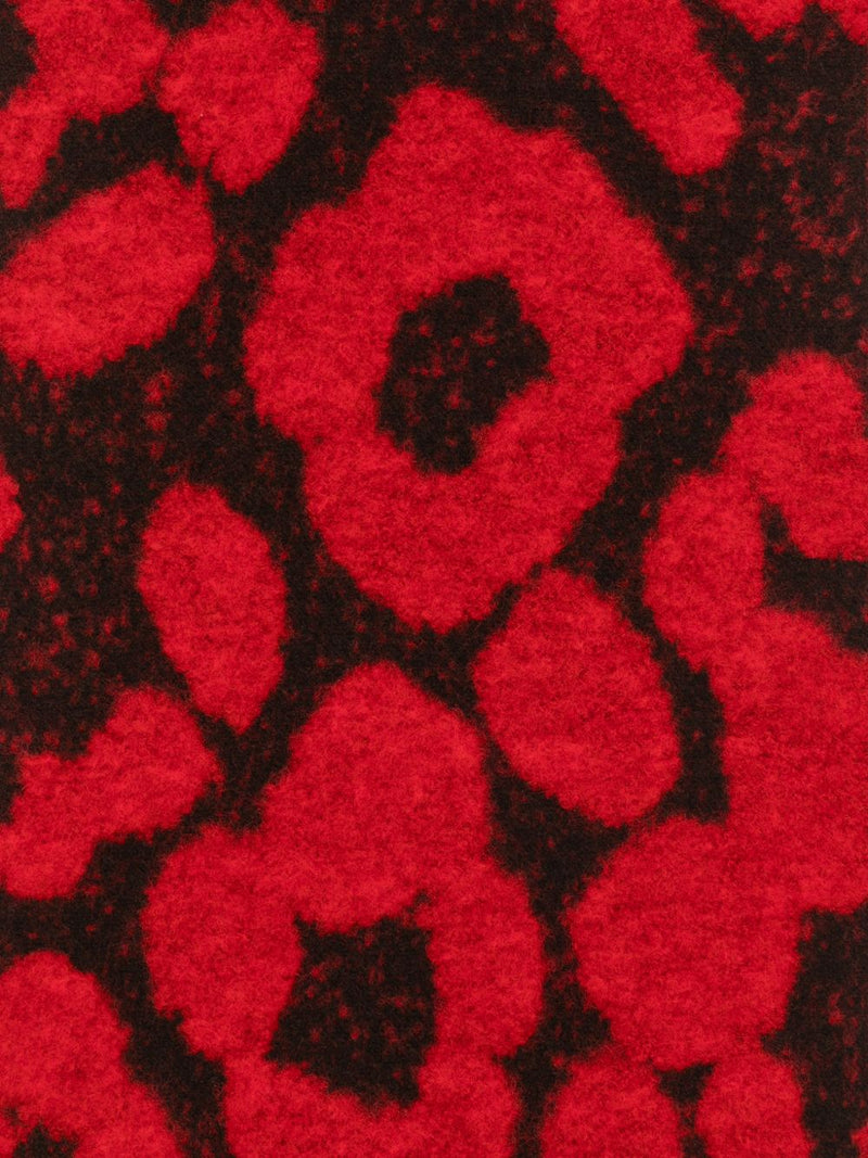 Paul Smith Leopard-Print Brushed Wool Scarf — Red Scarfs