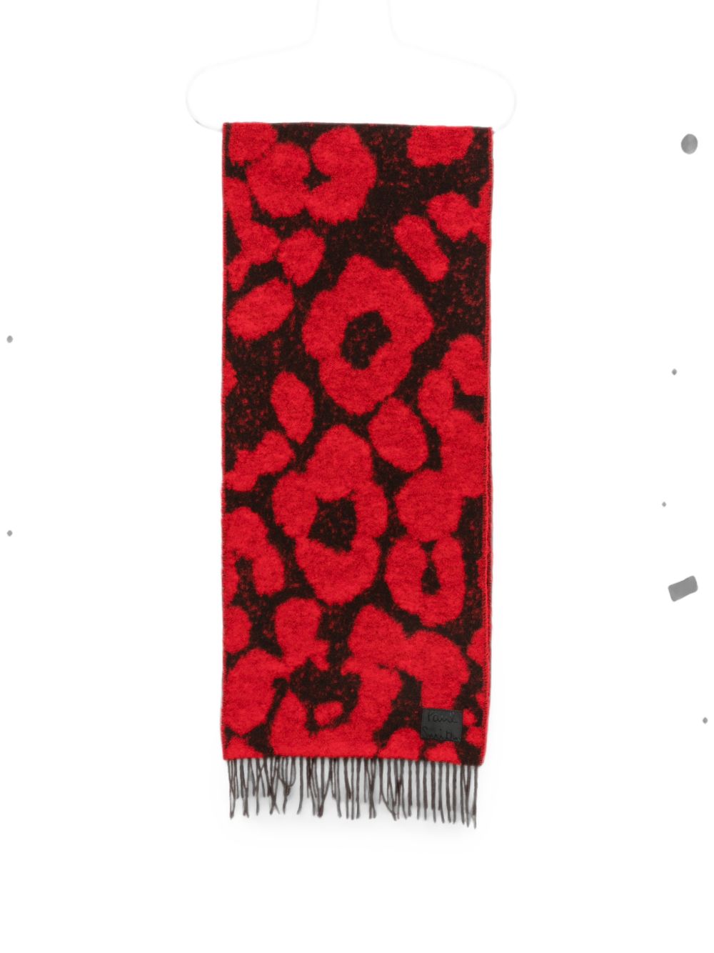 Paul Smith Leopard-Print Brushed Wool Scarf — Red Scarfs